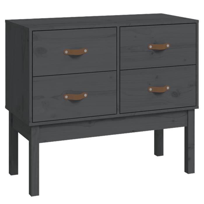 821741 vidaXL Armoire console Gris 90x40x78 cm Bois de pin solide