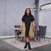 TW667 Summer Plus Size Women's Patchwork Dress - European & American Style, Loose Mid-Length