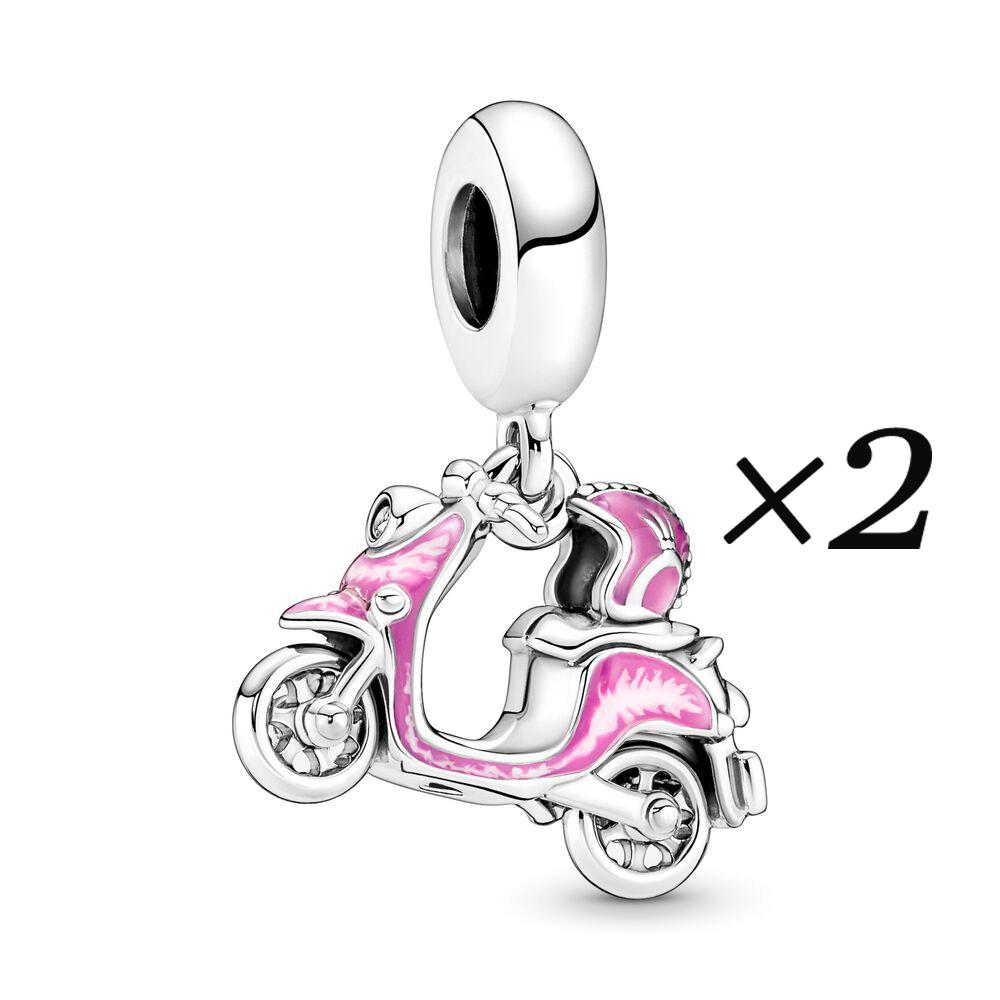 Růžový skútr přívěsek korálek pro DIY výrobu šperků Dámský náramek Přívěsek Kreativní ručně vyráběné doplňky