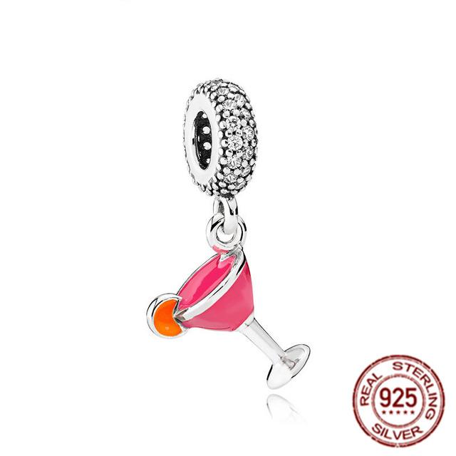 Pink Series Bikini Crown Mom Dumbbell Boxing Glove Dog 925 Sterling Silver Fit Original Fasion Bracelet Charm Bead DIY Jewelry
