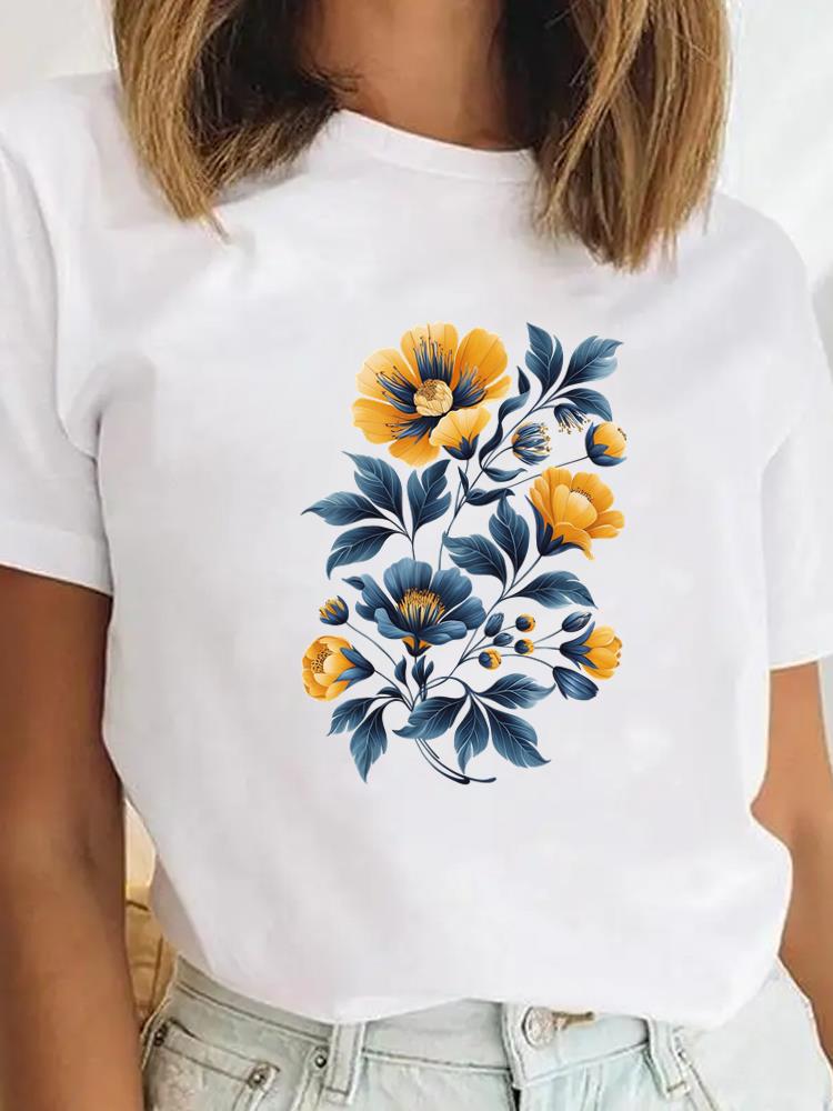 Tee Sweet Trend Flower Cute Clothes Clothing for Unisex Female Casual Top Short SleeveGraphic Tees Playeras De mujeres
