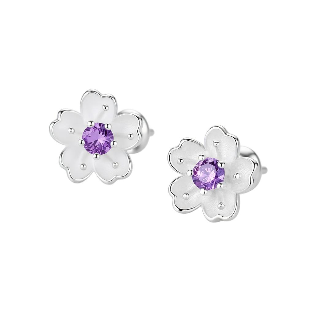Cherry Blossom Stud Earrings Fashion Simple Design Lightweight Floral Jewelry for Everyday Wear and Casual Occasions
