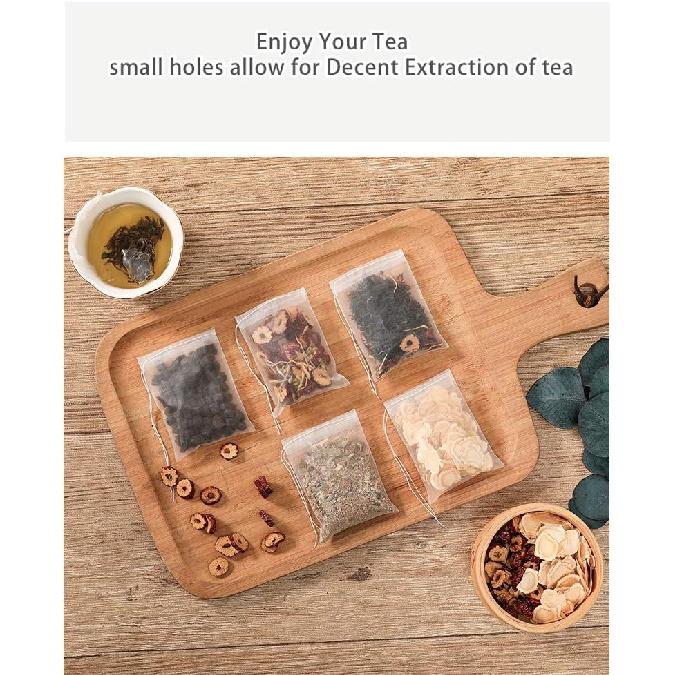 50 Pcs Tea Filter Bags Disposable Tea Bags for Loose Tea Herb Spice Empty Mesh Small Drawstring Seal Infuser Strainer Bags Bath Tea Bags