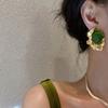 French court style irregular emerald stud earrings fashionable retro light luxury temperament earrings medium antique earrings