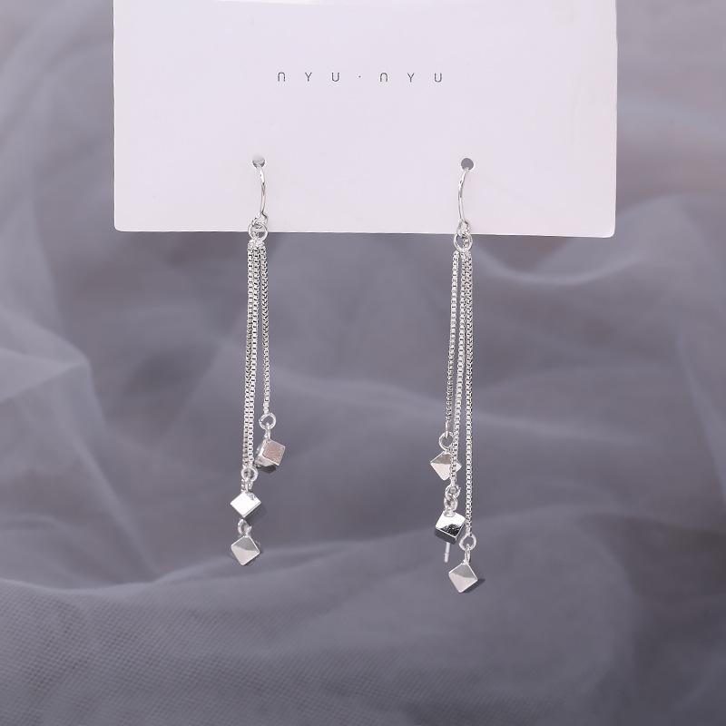 Slimming Korean Tassel Earrings - Trendy Geometric Square Design 2025
