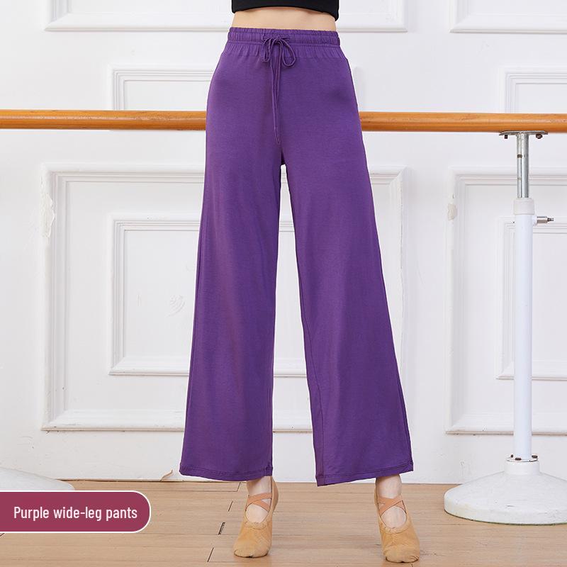 Damen Übergröße Modern Dance Modal Weitbein-Hose für Frühling/Sommer - Locker, Klassischer Chinesischer Stil Übungskleidung