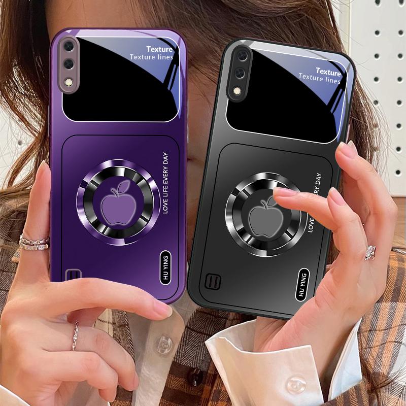 Silver circle apple icon For Samsung M02 12 Note 8 9 10 20 A 01 A02 A03 Core 04 05 06 10 12 13 14 15 A16 glass Ultra phone case