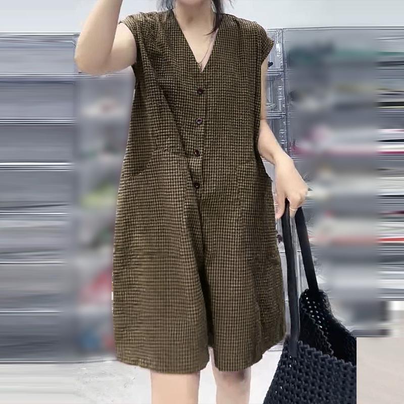 

ZANZEA Женские повседневные комбинезоны с коротким рукавом и широкими штанинами в сетку 5XL коричневый