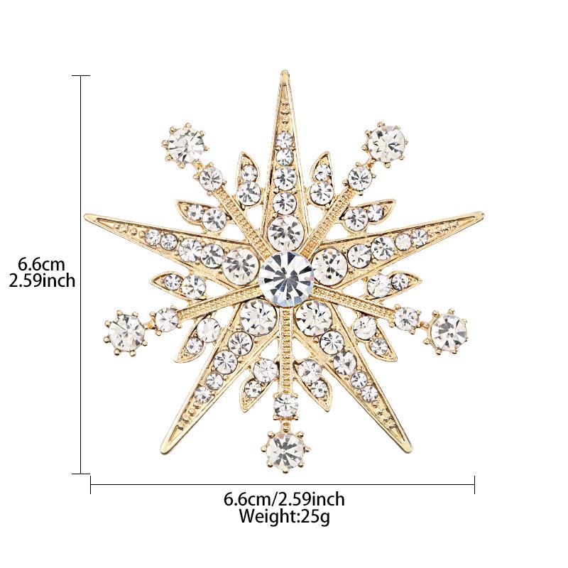 Elegant Rhinestone Eight-Pointed Star Brooch - Unisex Fashion Accessory