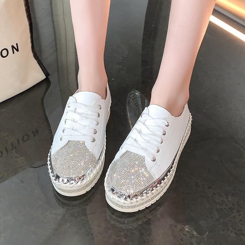 Fashion Luxury Silver Women's Shoes Women's Flat Shoes Designer Thick Sole Women's Sneakers Anti-Slip Casual Sneakers