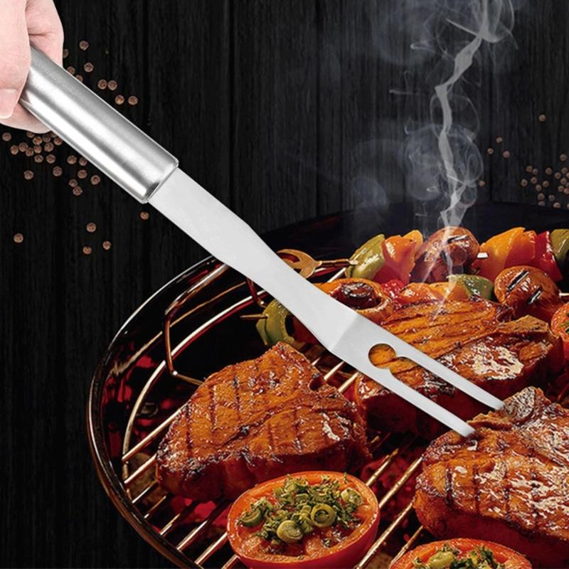 Barbecue Carving Fork Cooking Fork Steak Clamp Picnic Fork Stainless Steel BBQ Serving Grill Meat Roasting Grilling Fork