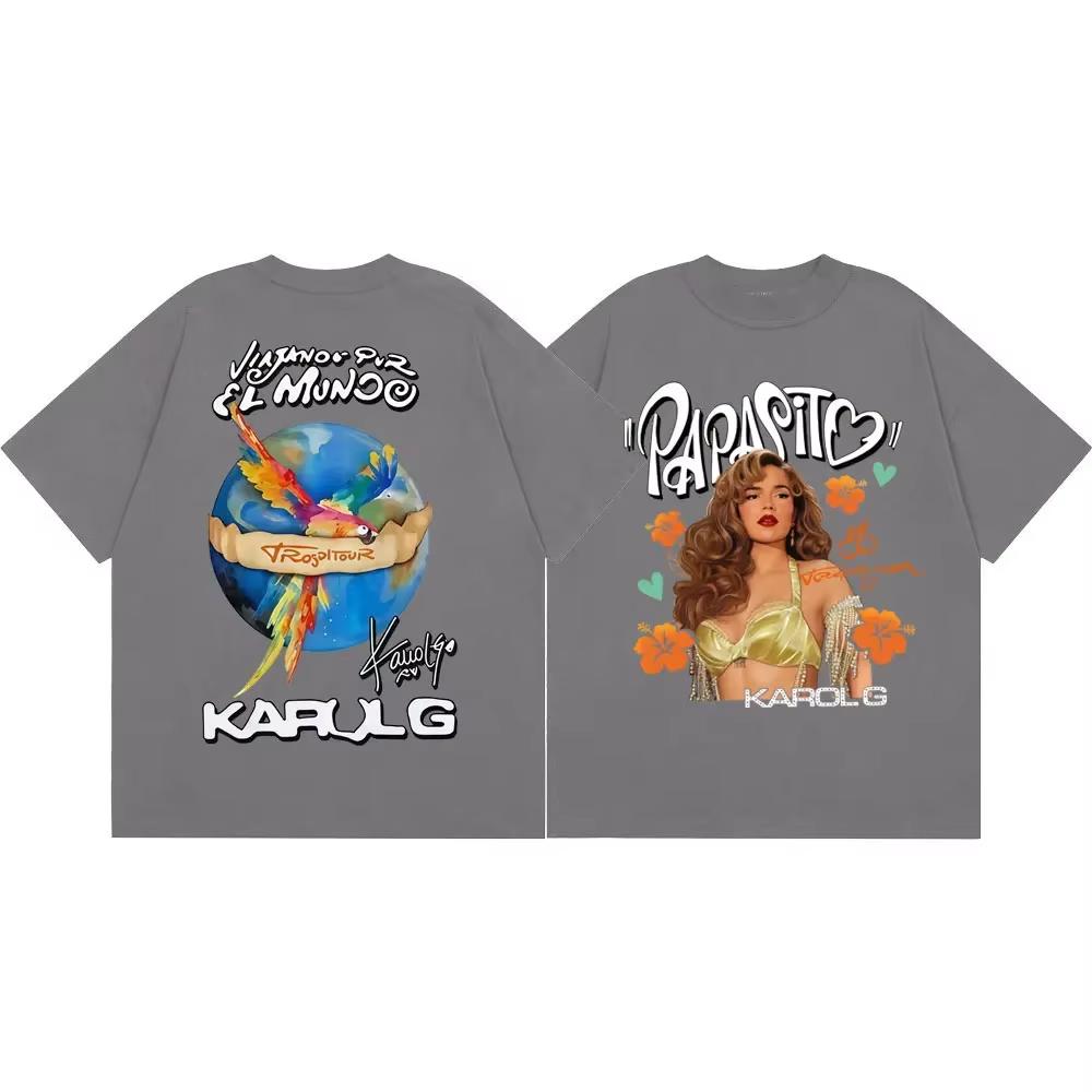 Karol G Tropicoqueta Tour 2026 Double Sided Graphic T Shirts Fashion Y2k Streetwear TShirt Unisex Unisex Casual Oversized TShirts