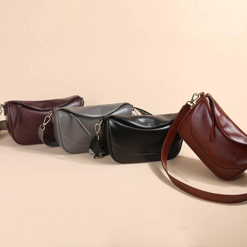 Top Layer Cowhide Mom Bag 2025 New High-End Crossbody Bag Shoulder Bag Genuine Leather Dumpling Bag for Women Exquisite Fashion