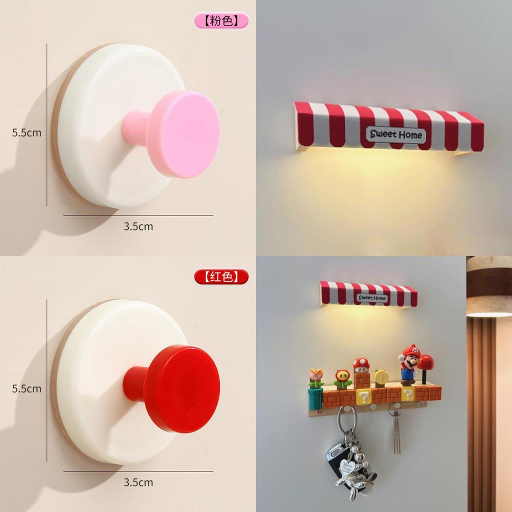 Super Mario Bros Cartoon Wall Hooks With Wireless Charging Light For Entryway Storage Organizer