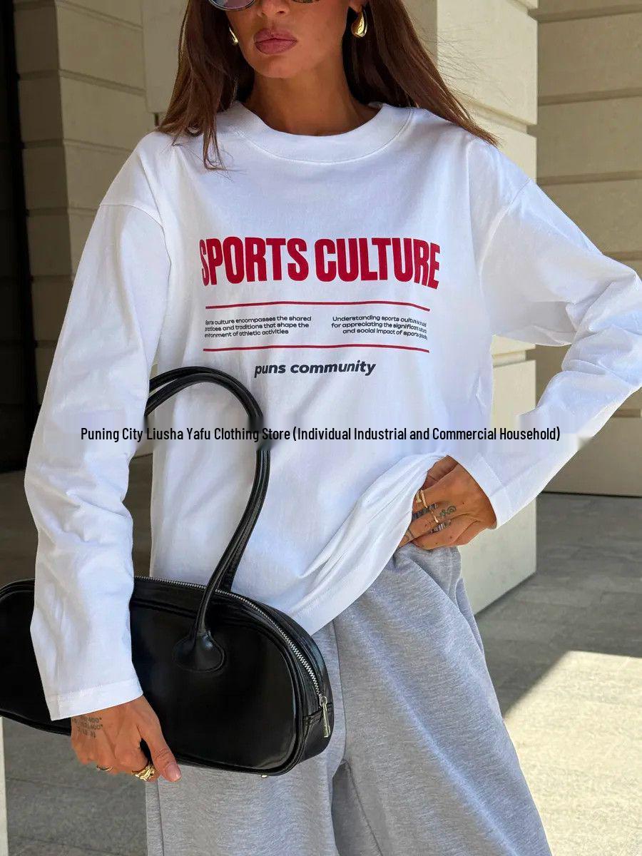 

New Arrival: Women s Trendy Versatile Letter Print Round Neck Sweatshirt S білий