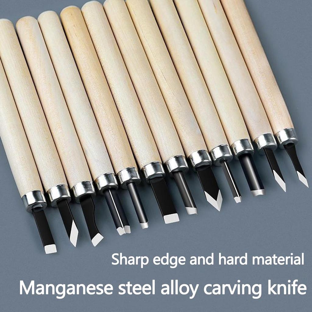 Wood Carving Tools Set 12 Pcs,Wood Carving Kit Set , Wood Whittling Kit for Beginners Kids Adults.