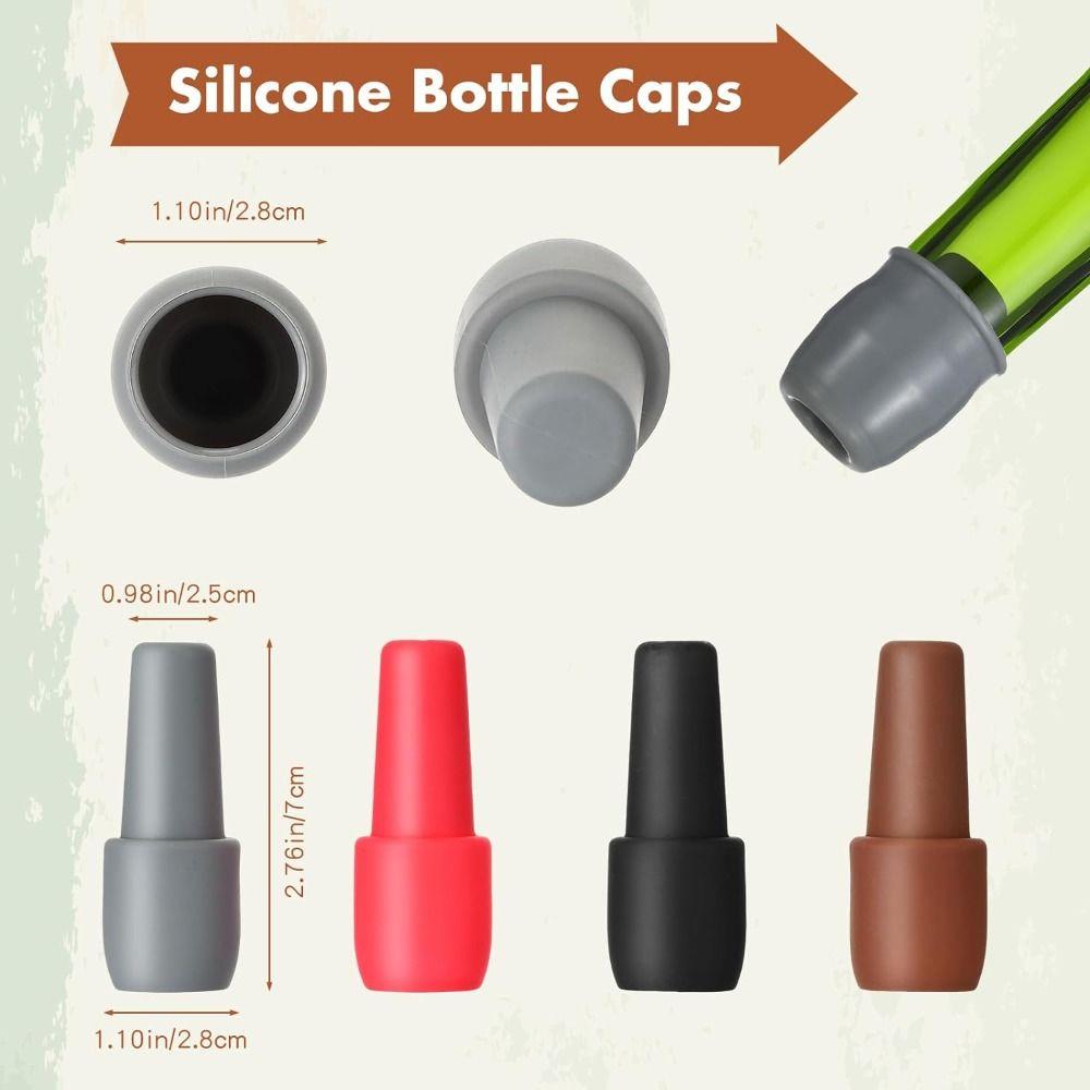 6Pcs Multicolor Silicone Wine Stoppers Reusable Beverage Sealer Wine Bottle Sealer Sparkling Wine