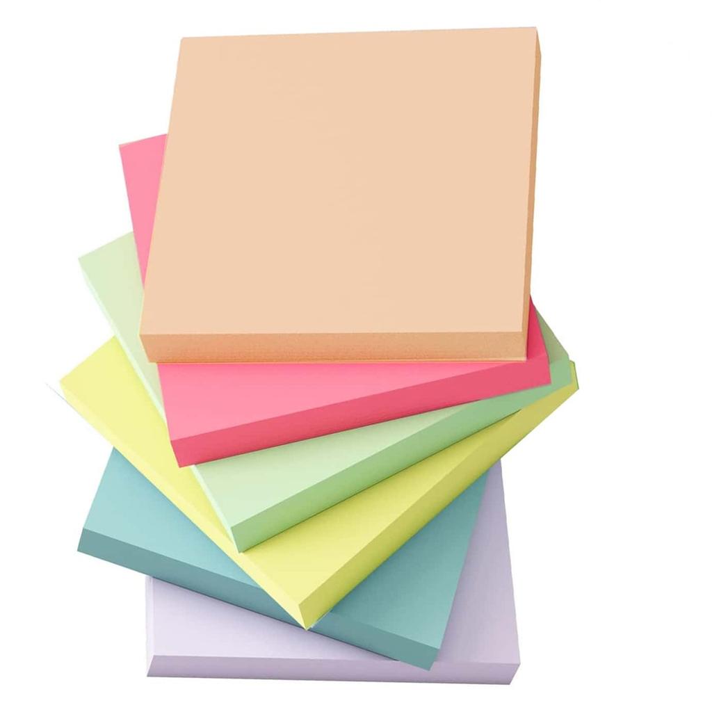 1set/6PCS Self-Stick Pads Bright Colors Sticky Note Sticky Notes Recyclable Easy To Post for Home Office Notebook
