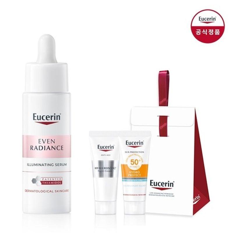 Eucerin Even Radiance Illuminating Serum 30ml 3X Night Cream Mini 7ml + Sun Face Hydro Protect 5ml Mini + Ribbon Gift Box