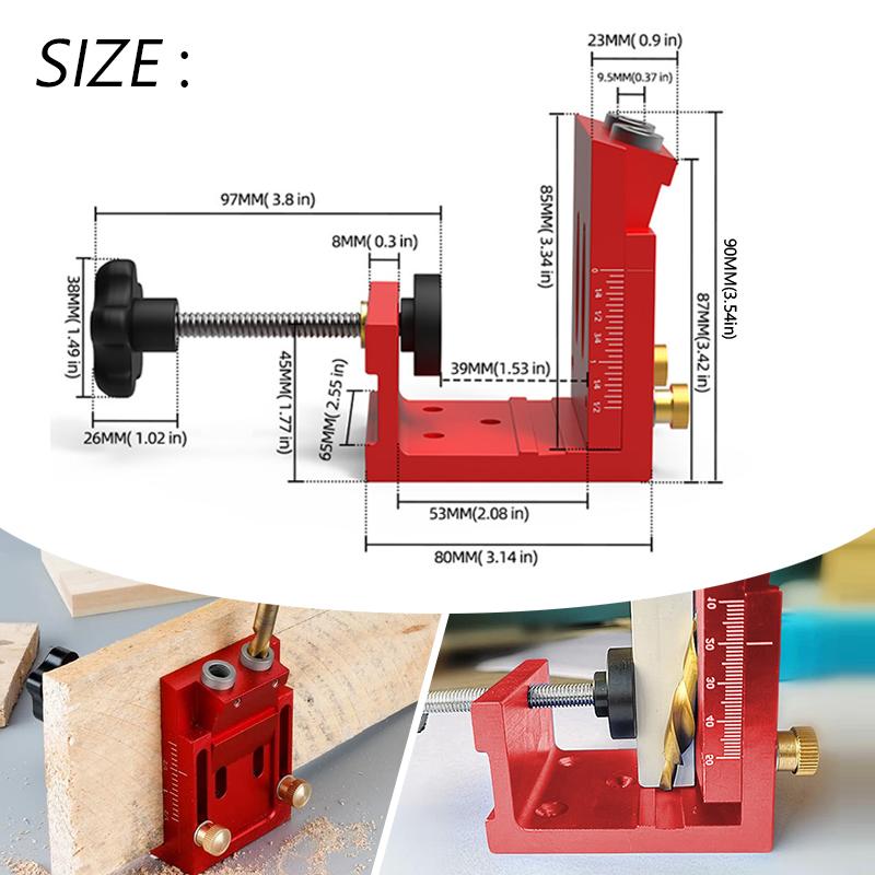 Pocket Hole Jig Kit Two Hole Wood Jig System Kit with Drill Guide and Step Drill Bit Woodworking Hole Punch Carpentry Tools