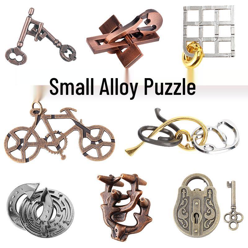 Kleine Kongming-Schloss-Puzzle-Spielzeug aus Zinklegierung - Luban-Schlossring-Puzzle-Lösung