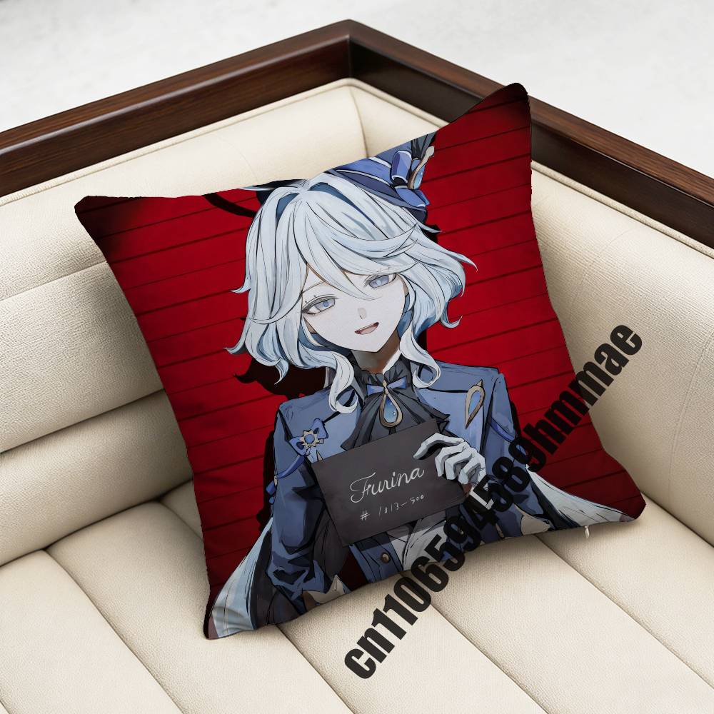 Genshin Impact Furina Throw Pillow Case Sham 45X45Cm 35X35Cm Square Home Pillowcase Cushion Cover