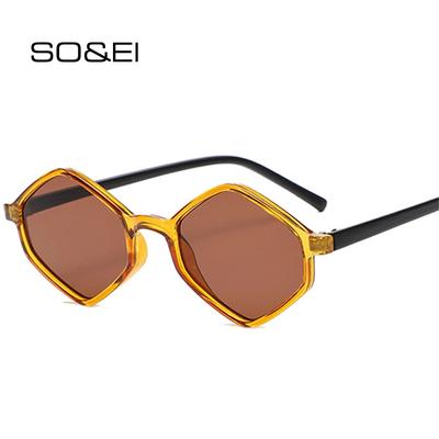 SO&EI Fashion Polygon Square Damen Sonnenbrille Retro Blau Rosa Shades UV400 Herren Trendy Sonnenbrille