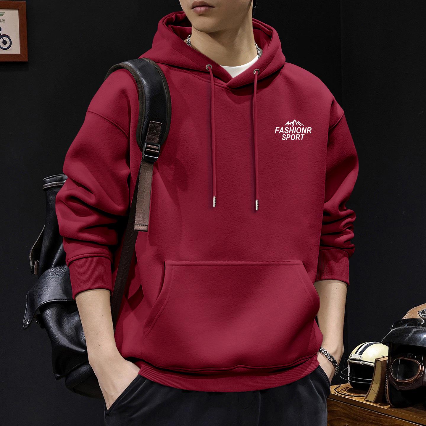 Men s American Retro Velvet Hoodie - Trendy Autumn/Winter Street Style with Letter Print 3XL (190-220 lbs)