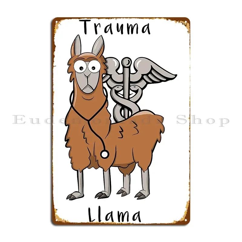 Trauma Llama Caduceus Design Metal Plaque Poster Living Room Garage Character Decoration Designing Tin Sign Poster