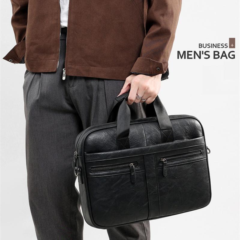 Men's New Business Laptop Bag Fashion Men's One-shoulder Messenger Briefcase Large-capacity Retro Shoulder Bag