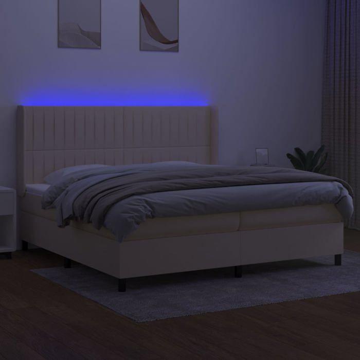 Maison Exclusive - Sommier à lattes de lit matelas et LED Crème 200x200 cm Tissu
