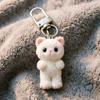 Cute Flocking Three-dimensional Kitten Keychain Cartoon Mini Doll Bag Pendant Keyrings Handmade DIY Keys Chains Gift Accessories