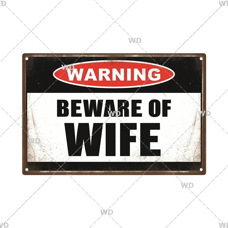 CautionCharm Vintage Metal Plaque - Warn Slogan Design - Great for Door, Factory & Home Wall Decor - Retro Caution Sign Poster