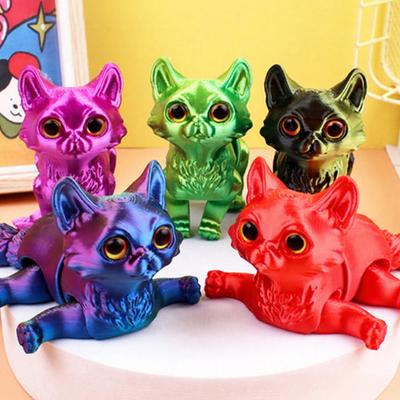 3D Printed Cat Toy Stress Relief Simulation Cat Toy Articulated Animal Fidget Toy Desktop Pet Model Office Desk Decoration Ornament