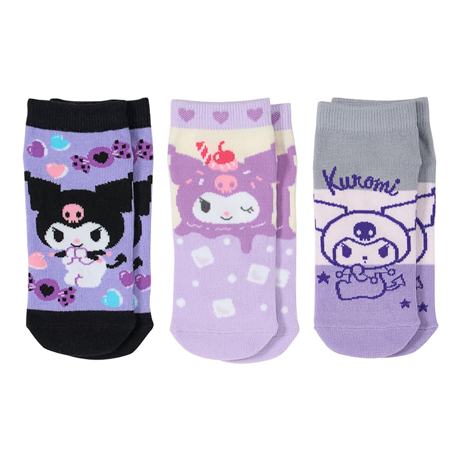 Sanrio Kids Sneaker Socks 3-Pair Set Kuromi 16-18cm 689670