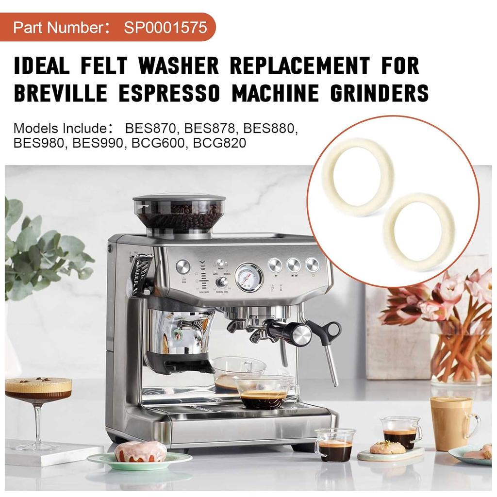 Felt Washer Lower Burr BES870XL for Breville Espresso Machine Grinders, SP0001575 Replacement Accessories for Breville Barista Express