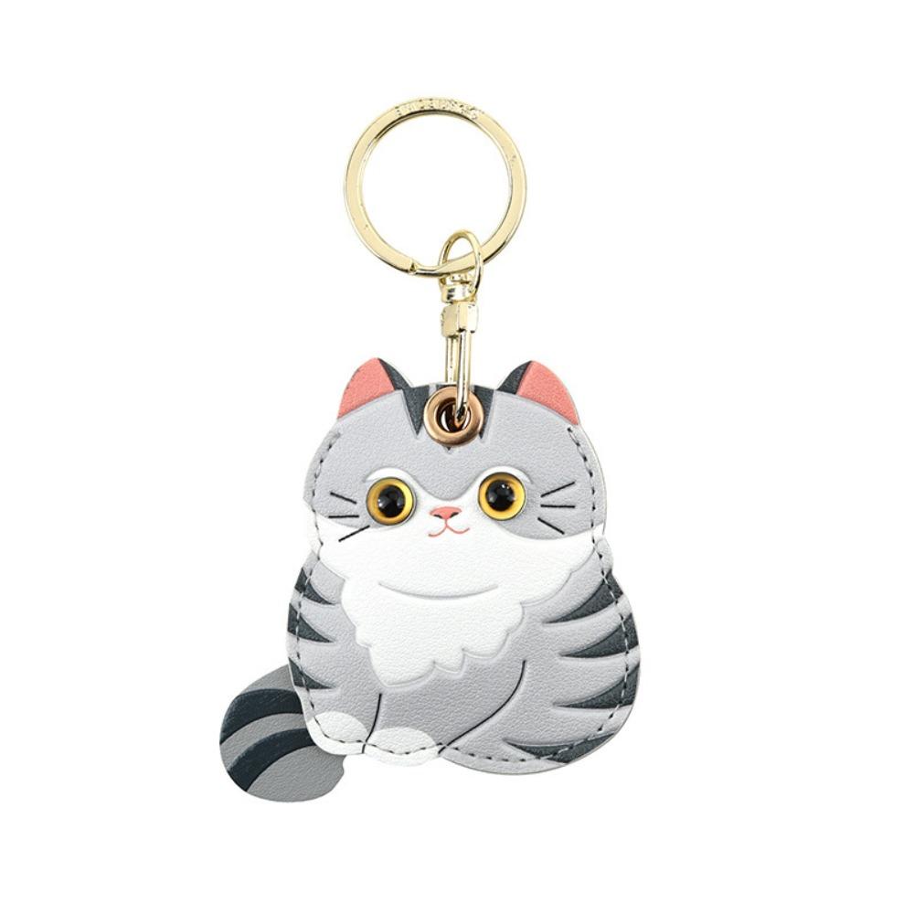 

Handmade Pu Leather Cat Pendant Hanger Access Card Cover Cute Key Ring Car Accessory Style 6