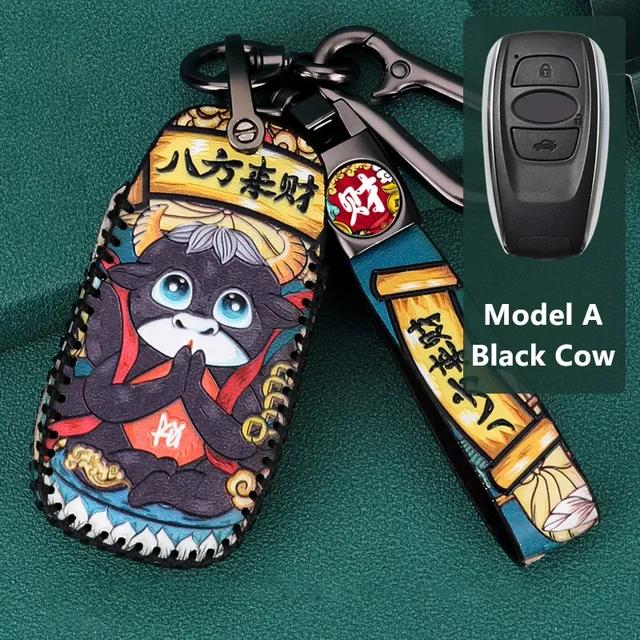 Leather Key Case Remote Cover for Subaru Impreza Forester XV WRX STI Legacy BRZ Outback Keychain Holder Shell Car Accessories