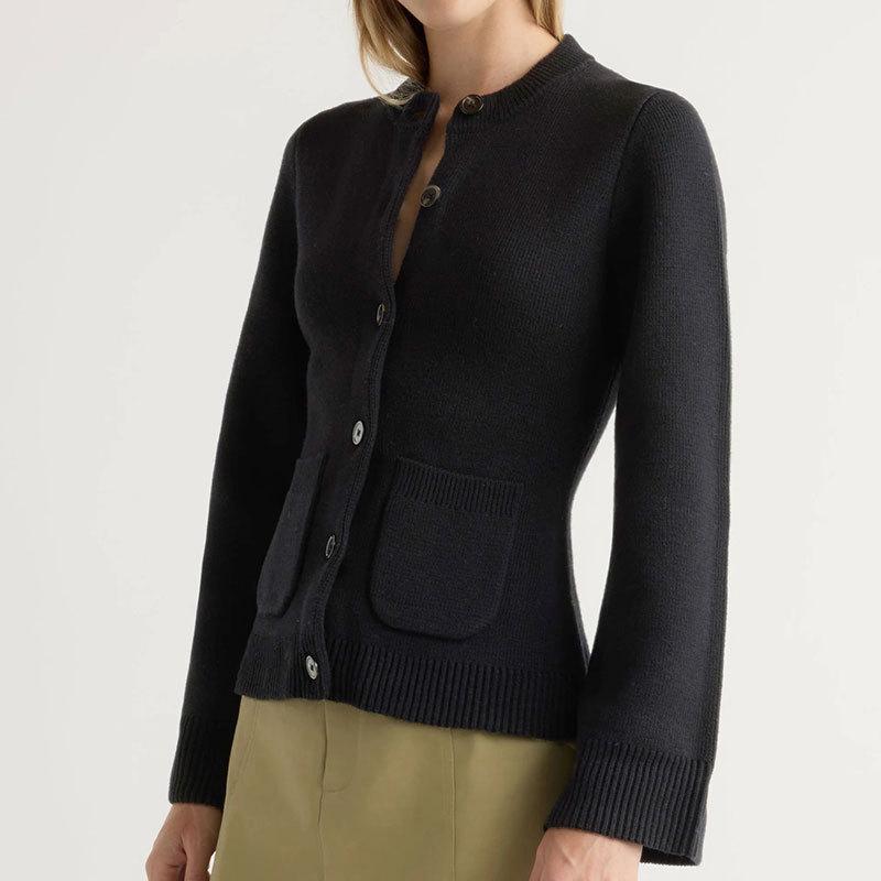 2026 Autumn/Winter Cross-Border Style Knit Cardigan: Single-Breasted, Round Neck, Waist-Cinching Sweater Top