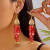 Bohemian Mediterranean Big Fish Earrings Shiny Shell Scale Statement Earrings for Women Daily Casual Wear