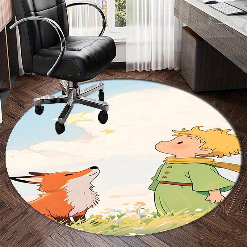 The Little Prince Printed Round Rug Carpet Chair Rug Area Rug Entryway Doormats,for Office Chair Living Room Bedroom Kitchen Room.