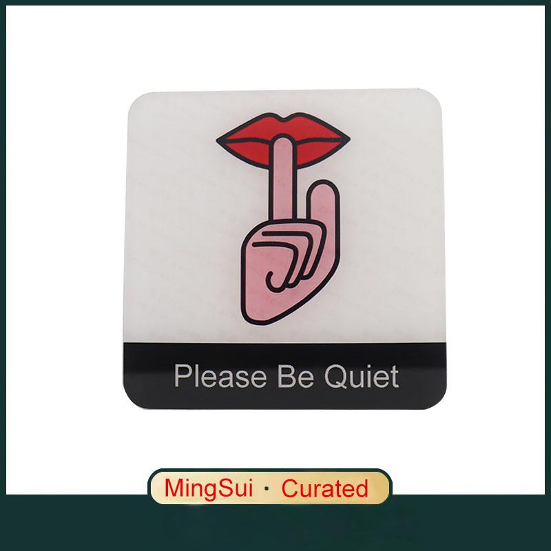 Acrylic Creative Signage Please Be Quiet Sign Wall Label Sticker Warning Badge for Libraries Hospitals Conference Rooms Study Rooms Exhibition Halls