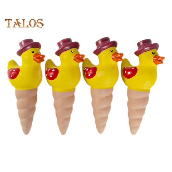 4 Pcs Duck Shaped Self-Watering Spikes Ceramic Watering Globe Automatic Penetrating Waterer for Potted Plants Garden Plants