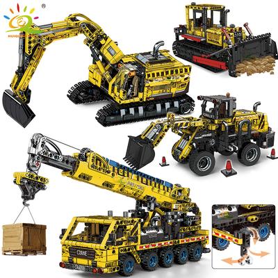 Moc Engineering Truck Model Building Block Excavator Crane Car City Construction Tech Brick Set For Children Kids Gift
