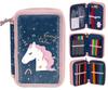 Three-compartment Pencil Case with Unicorn Accessories