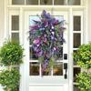 Purple Tulip & Lilac Hyacinth Hydrangea Door Wreath - Artificial Hanging Bouquet for Home Decoration