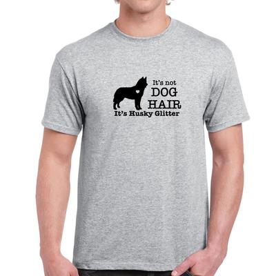 Its Not Dog Hair Its Husky Heart Glitter Funny Cotton Gray T-Shirt