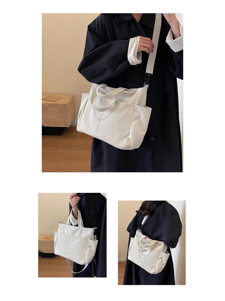 Women's Large-Capacity Corduroy Tote - Versatile Crossbody, Shoulder, Handbag for Commuting and Casual Use