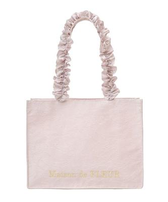 Maison De FLEUR Lace Frill Handle Square Tote Bag, M, Pink, 08000140200
