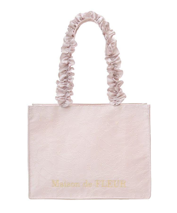

Maison de FLEUR Lace Frill Handle Square Tote Bag, M, Pink, 08000140200